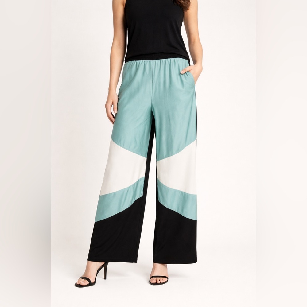 Maje Colorblock Wide Leg Pull-On Pants Size 3 (US 8) NWT